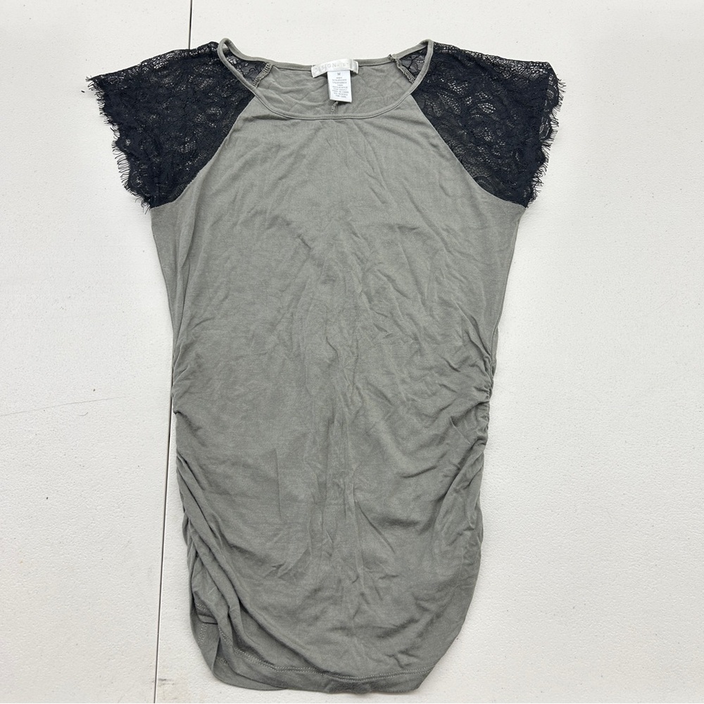Design History Gray Ruched Cap Sleeve T-Shirt size M